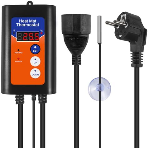 AITRIP Digitaler Wärmematten-Thermostat für Saatgutkeimung, Reptilienaufzucht Inkubationsgewächshaus, 40-108°F, 8.3A 1000W
