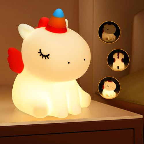 Jirmerp Nachtlicht Kinder Silikon Stilllicht Baby Berühren Nachttischlampe Dimmbar Tischlampe mit Timer für Kind,Erwachsener,Schlafzimmer,Kinderzimmer,Weihnachten,Valentinstag