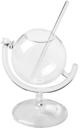 DULRLLY Globe Shaped Cocktail Glasses Fancy Martini Glasses Cup Unique Globe Wine Glasses with Straw Creative Drinking Glasses Glassware for Cocktails Whiskey Margarita Mixed Drinks