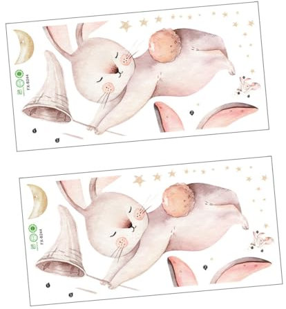 BESTonZON 2 Stück Wandaufkleber Hasen Wandaufkleber Kindergarten Hintergrundaufkleber Kindergarten Wandaufkleber Tieraufkleber Kinderzimmer Wandaufkleber Dekorative Wandaufkleber