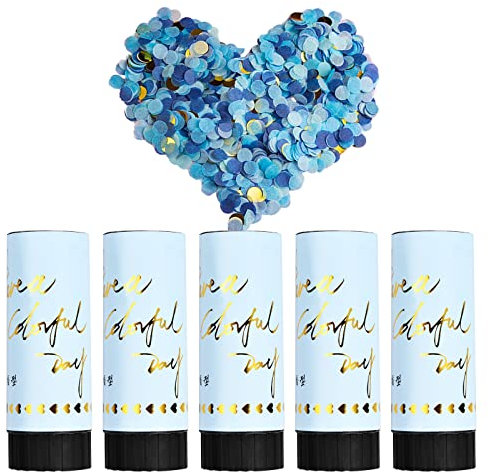 5 Stück Konfetti Bombe Set, Party-Poppers, Colors Konfettikanonen, Partykanonen, Konfetti-Poppers, abbaubares Konfetti, geeignet für Partys, Hochzeiten und festliche Feiertage (Blau)