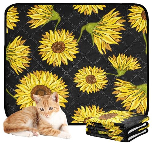 Hundematten für den Innenbereich, waschbar, rutschfest, für Sofa, 50,8 x 61 cm, Herbst-Sonnenblumen, 3 Stück
