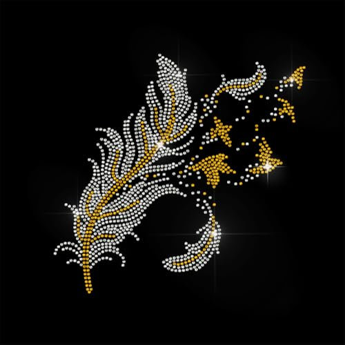 GOMAKERER 1 Stück Strasssteine Zum Aufbügeln, Feder Strass Aufbügler Hotfix Transfer Aufkleber Kostüm Dekor Bling Aufkleber Für T Shirts Westen Schuhe Hüte Jacken DIY Accessoires