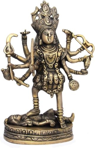 Royal Kurta Kali-Figur aus Messing, religiöse Kalki, Göttin der Zeit, des Todes und der Zerstörung