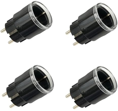 Shelly Plug S MTR Gen3 Schwarz, 4er Pack, Matter-zertifizierte intelligente Steckdose mit Stromüberwachung und mehrfarbiger LED-Anzeige, iOS Android APP-Fernbedienung, Google Home+Alexa-Zubehör, Timer