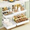 Mointal 2 Paquete Cajón Organizador de Armario Extraíble, Cajón Extensible Telescópico de Cocina con Adhesivo, Cajón Organizador para Cocina/Baño, Ancho 31-52 cm, Fondo 42 cm, Alto 7.5 cm, Blanco
