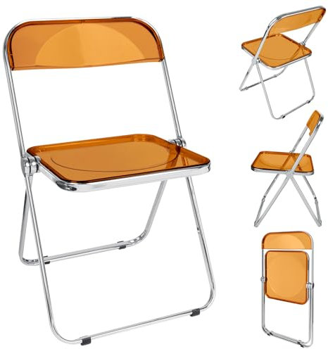 Moderner Klappstuhl, transparent, stapelbarer Klappstuhl aus Kristall, Wohnzimmersitz aus Kunststoff, keine Montage erforderlich, 46 x 46 x 75 cm