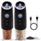 Home Vista Electric Salt and Pepper Grinder Set, Automatic Pepper Mill, USB Rechargeable, One-Handed Operation, Refillable, Auto Grinders for Arthritis Hands, BLK