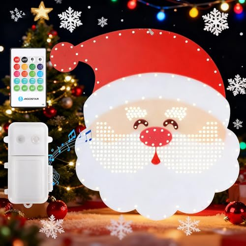 Aigostar Weihnachtsmanns-Fensterleuchten mit Musikbox, Batterie-Weihnachtsleuchten, Hänge-Weihnachtsbaumleuchten mit Timer, Festliche Weihnachtsdeko, Weihnachtsleuchten für das Fenster
