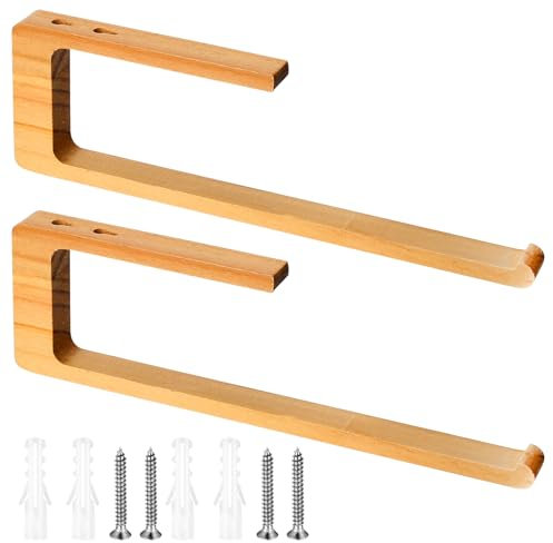 2 Pz Porta Rotolo da Cucina da Parete in Legno, Portarotolo da Cucina da Parete, Porta Scottex da Paretes Rotoli da Cucina da Appendere per Casa Cucina Bagno, con Accessori
