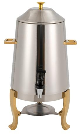 Heißwasserspender Getränkespender mit Zapfhahn Thermoskanne Pumpkanne Hot Beverage Dispenser 13 Liter Edelstahl für Hotel Restaurant und Party mit stabilem Stativ und Brennstoffschale
