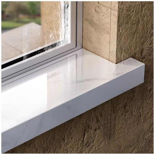 SUWOOPH Window Sill Cover, Acrylic Window Sill Protector, White Decorative Capping Trim Board for Home & Hotel Renovation(90cmx30cm)