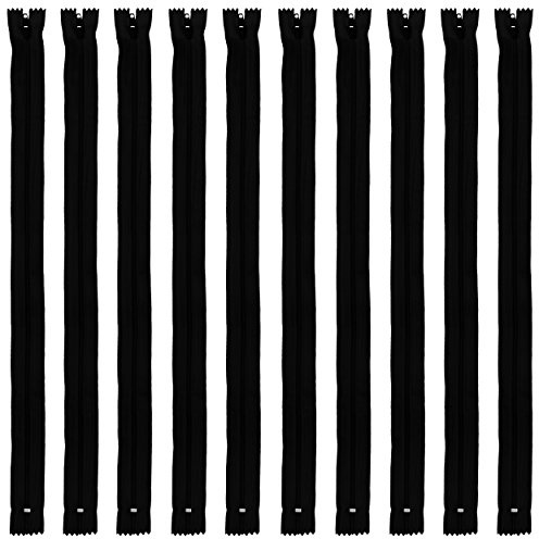 Faden & Nadel Reißverschluss Set: 10 Nylon Reißverschlüsse, nicht teilbar, 70 cm lang, schwarz