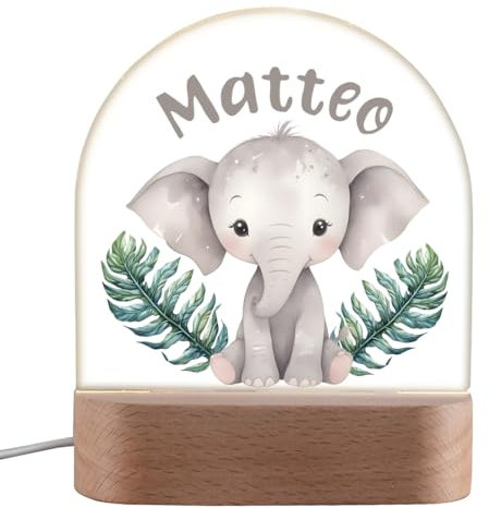 polar-effekt Mädchen LED-Nachtlicht mit Elefant personalisiert - Geschenke zum Geburtstag - 3 verschiedene Lichtstärken - Dimmbare Leuchte für Kinder - Extra langlebig