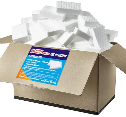 Magic Sponge Erasers,100 Pack 2X Density Melamine Sponge Foam Pads,Household Cleaning Supplies Cleaner for Kitchen, Bathroom, Bathtub, Sink, Wall Cleaner