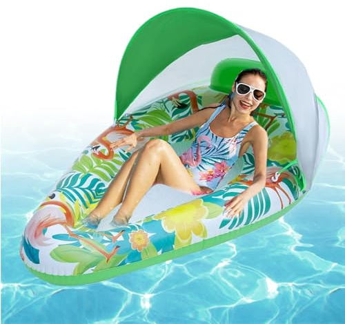 Flotteurs avec parasol, matelas flottant | radeau gonflable avec protection solaire pour enfants en piscine et mer