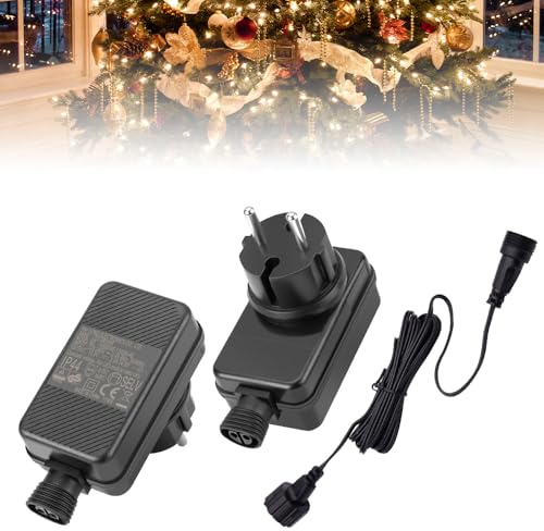 Hojalis 12V 2A Lichterkette Netzteil Adapter, LED Netzteil Trafo Stecker with 3M Extension Cable, IP44 Stecker Lichterkette Ersatz, für LED-Lichterketten, Weihnachtsdeko, Vorhangleuchten, Balkon