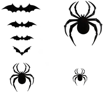 Paaruter Bat Halloween Decoration 3D Sticker Housing Decoration 120 Bats & 24 Spiders Have Foam Tape