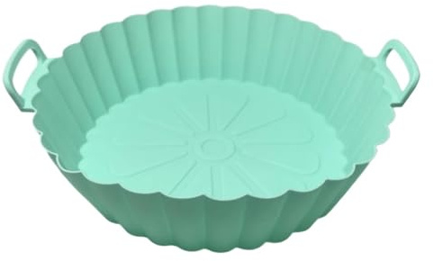 Silikonkorb for Airfryer, wiederverwendbare Backform for Pizza, Brathähnchen und, Airfryer-Einlagen, Zubehör(Size L Green)