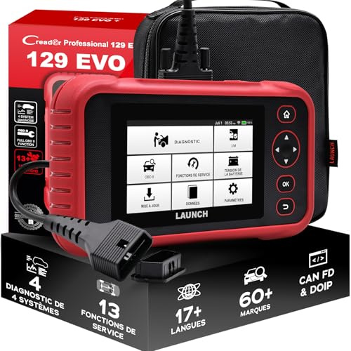 Launch Europe CRP 129 EVO+ V3 OBD2 Diagnosegerät, 4-Systeme, 13 Services | Auto VIN, Live-Daten, Diagnoseberichte, CAN FD/DoIP, BST-360/i-TPMS Erweiterung, kostenlose Updates & Online-Feedback