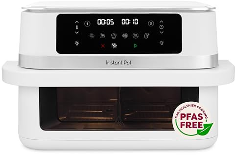 Instant Pot Vortex VersaZone 12L Air Fryer, PFAS Free, Large, Twin 6L Baskets, 8-in-1, Dehydrate, Grill, Bake, Roast, Reheat, Easy Clean, Dishwasher Safe, Sea Salt White