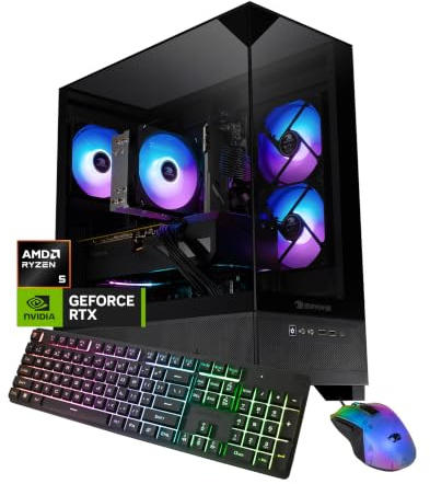 iBUYPOWER Element SE ESA5N3501 - Computer desktop AMD Ryzen 5 8400F, GPU NVIDIA GeForce RTX 3050 da 6 GB, RAM DDR5 da 16 GB, SSD NVMe da 1 TB, Windows 11 Home, tastiera e mouse per videogiochi