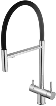 Grifos Cocina Fregadero con Osmosis Extraibles Cromo Grifo Abatible Dos Asas Griferia Tres Vias para Flexible