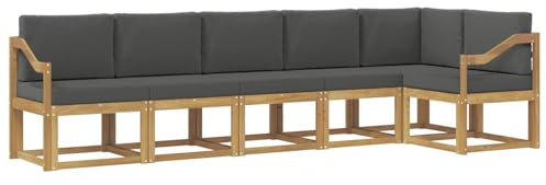 vidaXL Outdoor-Sofagarnitur 6 pcs Weiß und Anthrazit Polyester, Garten, modernes, wetterfestes Ecksofa, Sitzgelegenheit für draußen, Terrassenmöbel, entspannendes Set