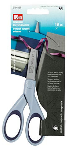 Prym Ciseaux à usage général en titane 18 cm, acier inoxydable, bleu