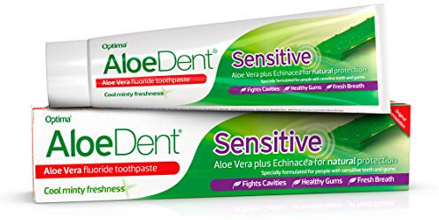 AloeDent Sensitive Aloe Vera Toothpaste With Fluoride, Natural Action, Vegan, Cruelty Free, SLS Free, Soothing, Healthy Gums,100ml, Pack of 3