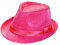 W WIDMANN MILANO Party Fashion, Fedora rosa fluorescente, stile audace, glitter scintillanti, versatile per tutte le occasioni, qualità di lunga durata, accessorio indispensabile per brillare