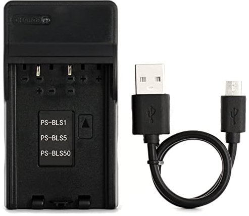 BLS-1 USB Charger for Olympus E-400, E-420, E-450, E-600, E-620, E-M10, E-P1, E-P2, E-P3, E-PL1, E-PL2, E-PL3, E-PL5, E-PL6, E-PL7, E-PM1, E-PM2, Stylus 1, 1s Camera and More