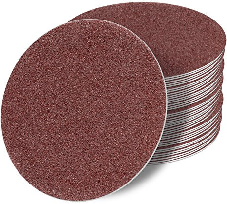 50 Stück 115 mm Exzenter Schleifscheiben P120 Körnung, ohne Lochung, red Film, Haft Klett Schleifpapier