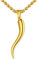 U7 Collier Homme Plaqué Or Jaune Chaîne avec Pendentif Corne Italienne Porte Bonheur