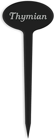 GRAVURZEILE Pflanzenschilder mit Gravur - Thymian - Stilvolle Kräuterschilder aus schwarzem Acryl für den Garten - Kräuterstecker geeignet für Beet & Kräutergarten - Farbe: Thymian