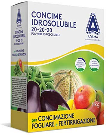 Adama concime idrosulibile polvere universale 1 kg NPK 20-20-20 (asso di fiori)
