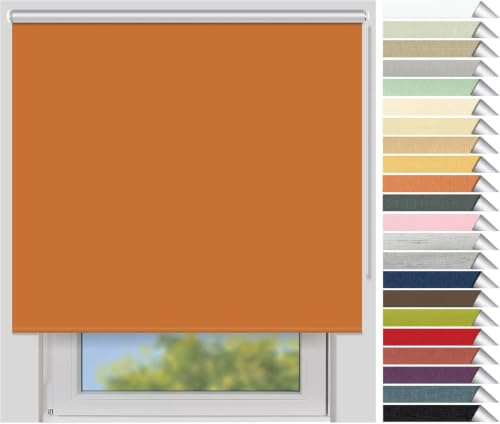 EFIXS Thermorollo Maxi auf Maß, 32 mm Welle, mit und ohne Bohren | Stoffbreite bis 250 cm - Höhe bis 300 cm, Hier: bis 250 cm Breite & bis 190 cm Höhe - Farbe: Orange (060)