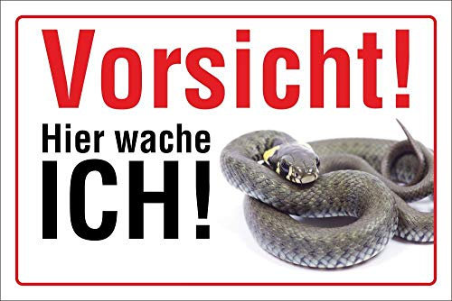 WERBEPUNKT. Schild Vorsicht Hier wache ich Schlange Hinweisschild Geschenk 3 mm Alu-Verbund 600 x 400 mm