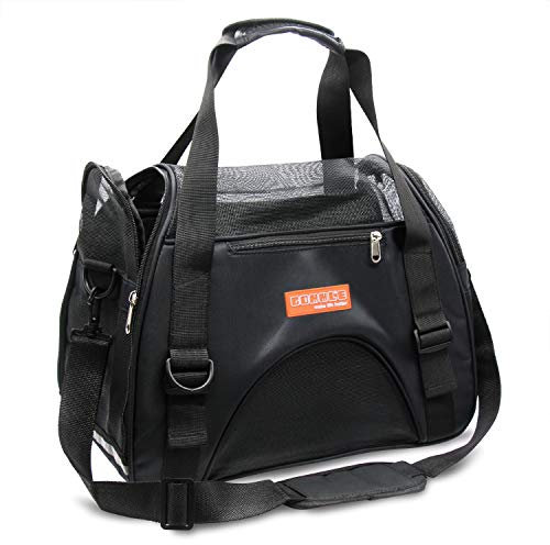 GOMMLE Trasportino da Viaggio per Animali Domestici Criceti Conigli Cani, Borsa Portatile per Animali Domestici Morbida Omologata dalle Compagnie Aeree (S - 44x22x28 CM for Max 3KG Pet, Nero)
