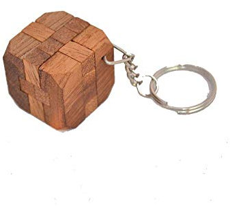 Key Notec Teufelsknoten Schlüsselanhänger, Notec Cube mini Knobelholz Puzzle Holzknoten Puzzle, Holzpuzzle, IQ Puzzle, Tischlerknoten, Zimmermannsknoten, Puzzle, Knobelspiel,
