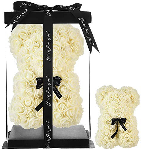 Rose, Orso Rosa, Orsacchiotto Rosa, Orsacchiotto, Rosa, Idea Regalo Mamma, Donna, Adolescente, Regalo Fatto a Mano, Orsacchiotto, Rosa, Orsacchiotto Rosa, Orsacchiotto, Orsetto Scatola (Bianco Latte)