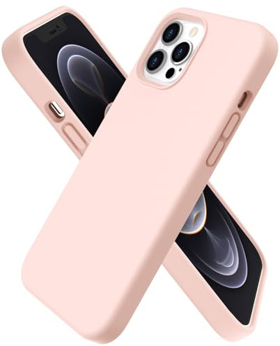 ORNARTO Silikon Hülle kompatibel mit iPhone 12 Pro Max Case 6,7, Verstärkte Stoßfeste Flüssige Silikon Gel Gummi Ganzkörper Schutz Stoßstange Abdeckungs Handyhülle Schutzhülle-Rosa