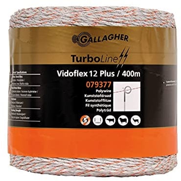 400 m Gallagher Weidezaunlitze Vidoflex 12 TurboStar (weiß) - Elektrozaun Litze - Geeignet für Rinder, Schafe, Rehe & Hirsche, Schweine, Wildschweine, Ziegen - UV-stabil und verdrehsicher -