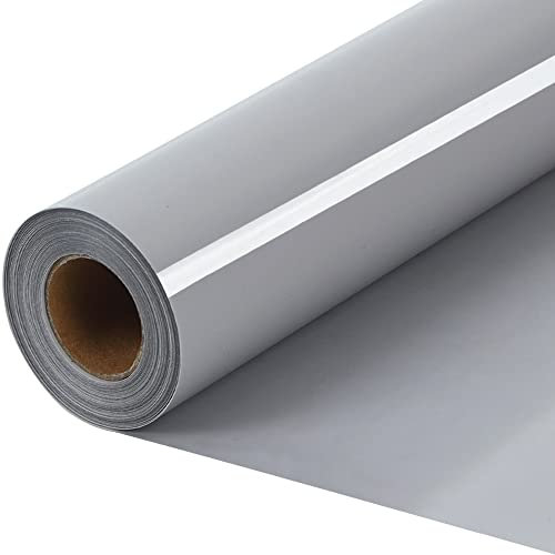 RENLITONG Grey Iron on Vinyl 12Inch by 15ft Roll HTV - Heat Transfer Vinyl for T-Shirt HTV Rolls for All Cutter Machine - Easy to Cut & Weed