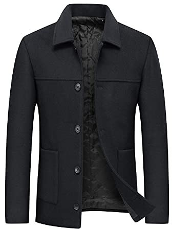 Allthemen Manteau Homme de couleur unie décontracté épais et chaud coupe-vent automne et hiver Noir XXL