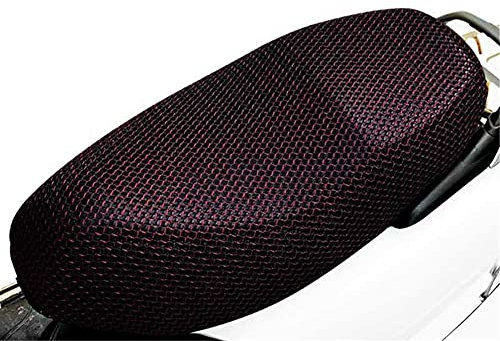 iSpchen Motorrad Sitzbezug Rutschfest Sitzkissen 3D Stoff Wasserdicht Atmungsaktiv Wärmeisolierung Sitzbezüge Motorrad Sitzbankbezug Mesh Sitzbank Kissen für Motorrad Roller Sitzschutz Rot,M