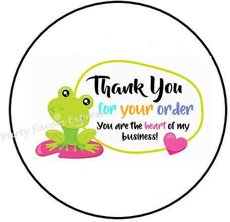 2 cm ø 32 Stück Aufkleber Sticker Briefumschlag-Siegel Post Rund Thank You Your Order Frog Danke Ihre Bestellung Frosch R629