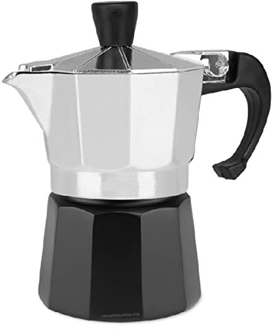 Aluminium-Kaffeemaschine, Kapazität 1 Tasse, kann auf Elektro-, Gas- oder Glaskeramikherden verwendet werden.