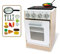 Teorema Giocattoli 40640 - Forno Piano Cottura in Legno Giocattolo per bambini con Piastra a Batterie Accessori, Altezza 40cm, con luci ed effetti sonori Marrone, Bianco E Grigio