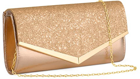 OSDUE Kettentasche, Clutch Damen, Glitzer Abendtasche, Elegante Envelope Tasche Kettentasche Schultertaschen für Hochzeit Party Freizeit Date